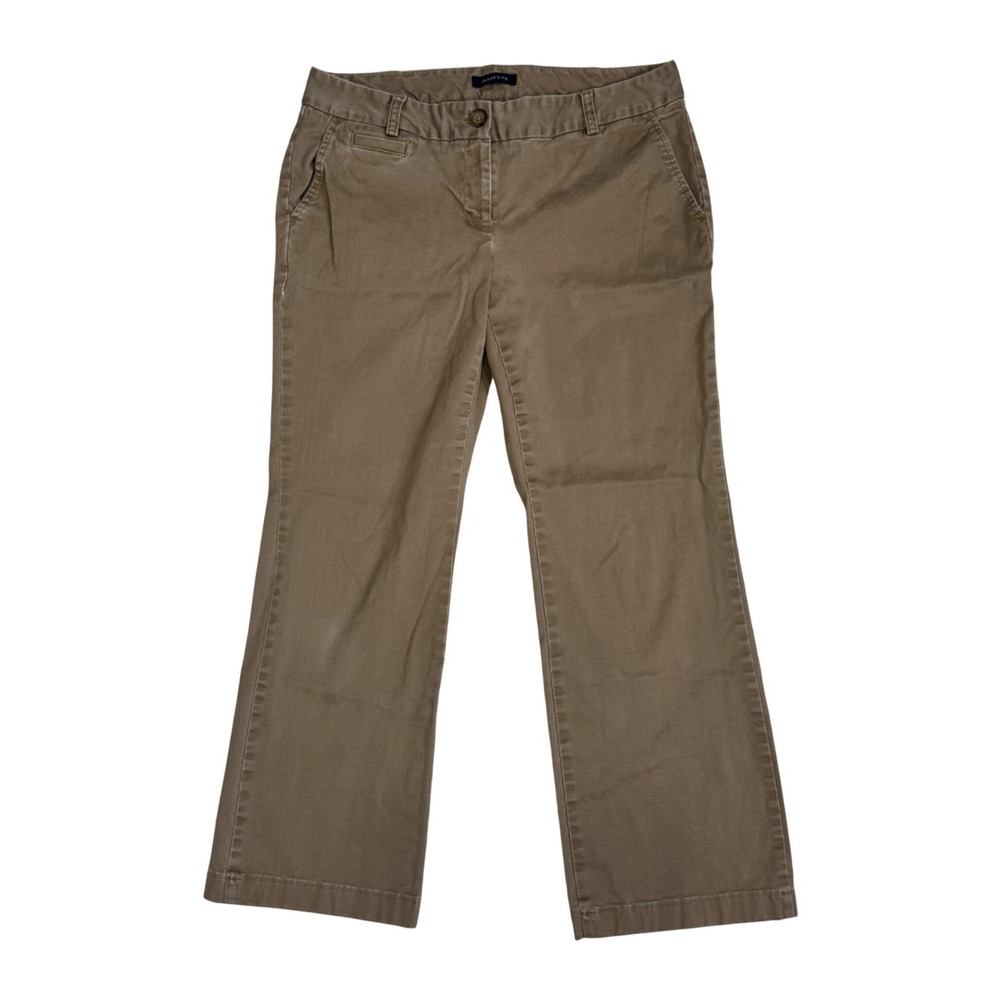 Lands End Fit 1 Chino Pants Womens 8P Petite Brown Straight Leg Cotton Stretch
